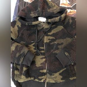Sherpa camo zip up hoodie